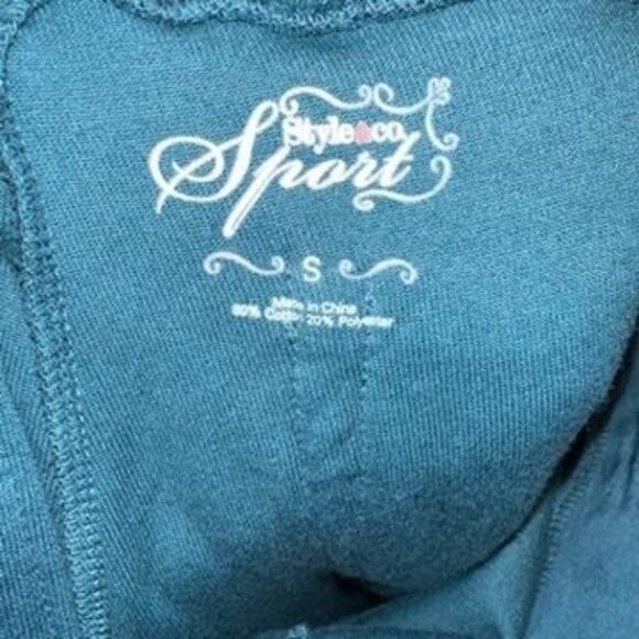 Macy's Style and Co Sport Boot Leg Velour SC Evergreen Embellished Pockets Small - Picture 3 of 3